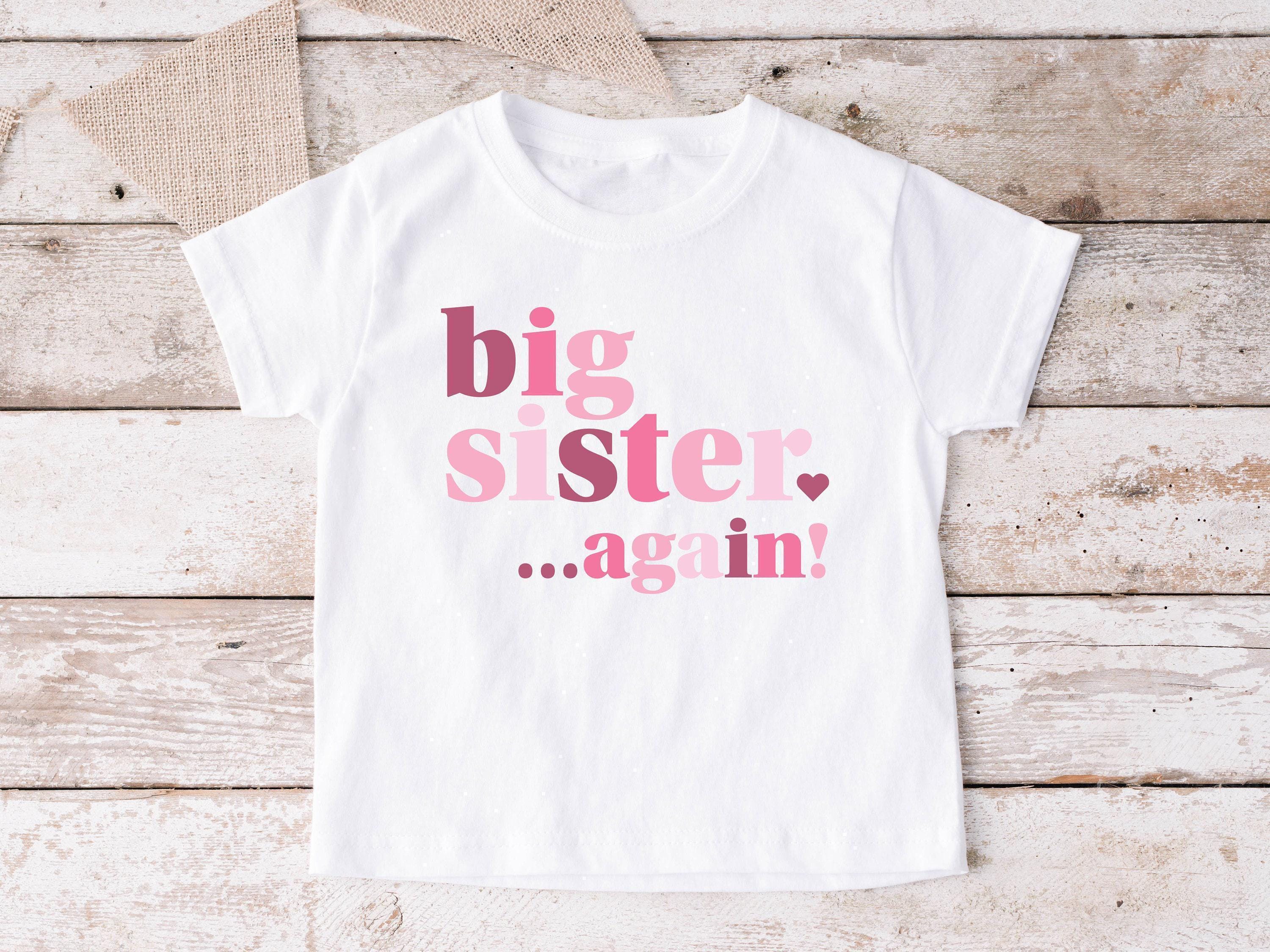 Big Sister Again TShirt, Big Sis T-Shirt, Big Sister Tee, Pink Modern Design, Minimalist Toddler Girl T-Shirt, 2nd Baby Announcement, 1196