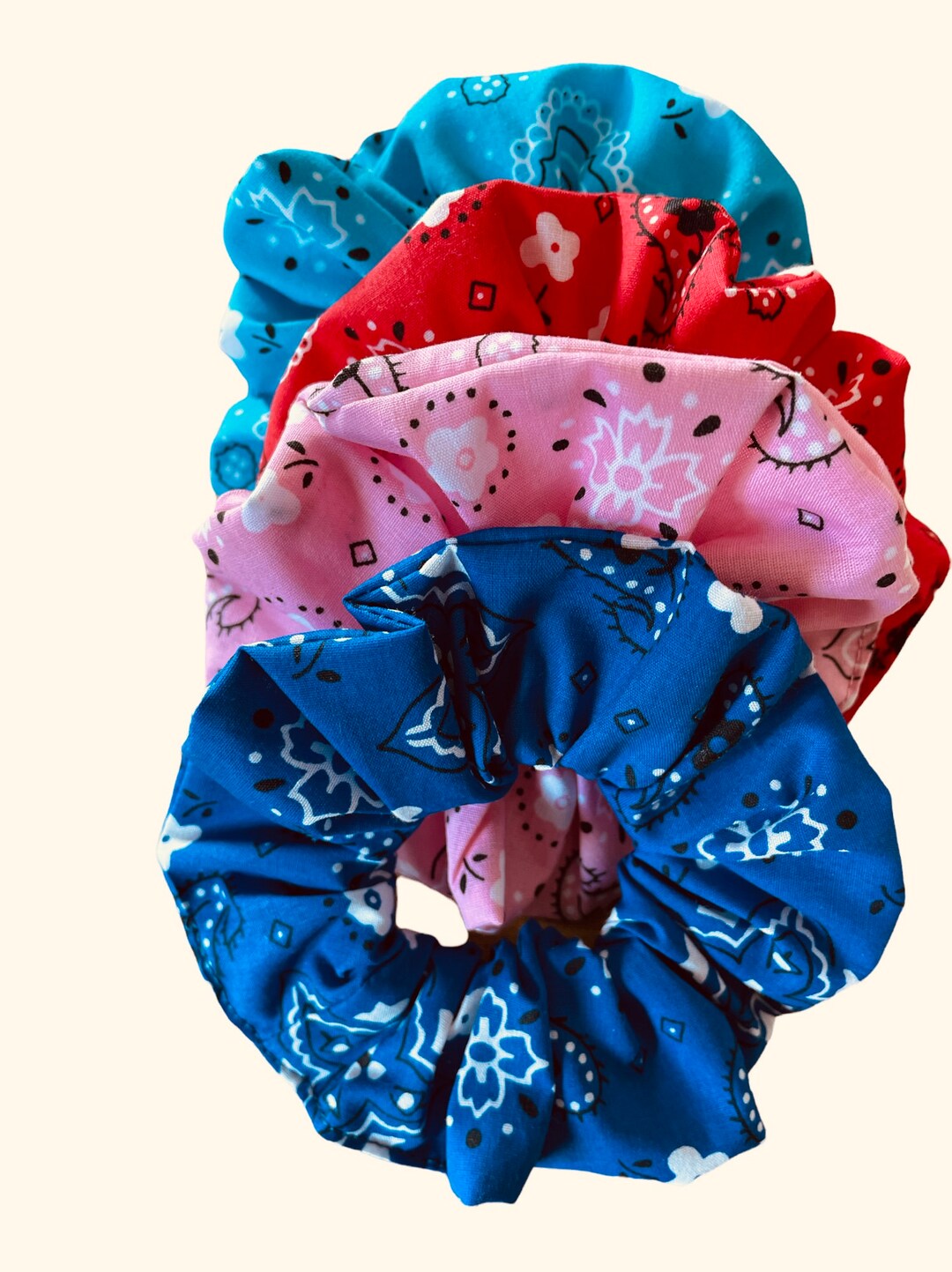 Classic Bandana Hair Scrunchies Hair Ties Pony Tail Holders Bracelet
