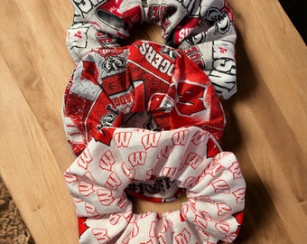 Wisconsin Badgers Hair Scrunchies | Hair Ties | Pony Tail Holder | Bracelet | Novelty Gift