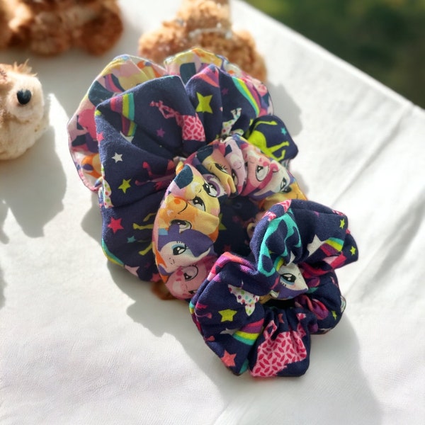 Rainbow Unicorn / Little Pony Scrunchies | Novelty Gift | Pony Tail Holder | Colorful Hair Accessories  | Messy Bun Hairstyles | Kids Hair