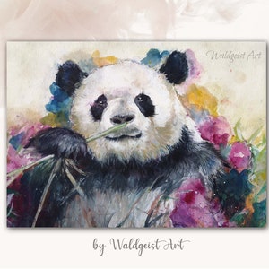 A6 Postkarte Panda ~ Porträt Aquarell ~ Grusskarte Kunstpostkarte Malerei Print Geburtstagskarte Asiatisch Tiere