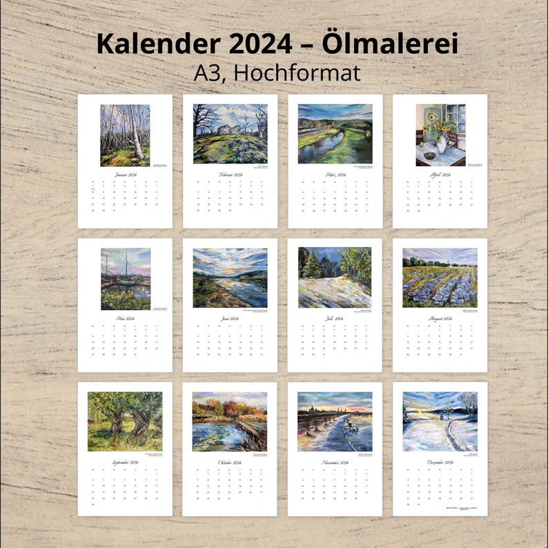 Kalender 2024 A3 Ölmalerei Landschaften Impressionismus - Etsy.de
