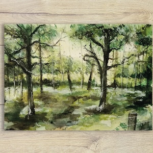 A6 Postkarte Wald ~ Landschaft Aquarell ~ Grusskarte Kunstpostkarte Malerei Print Geburtstagskarte A6 Naturverbunden Aquarell-Postkarte