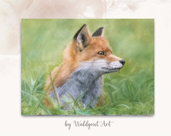 A3 Print Poster Plakat Fuchs ~ Porträt Pastell~ Malerei Print Kunstdruck ~ Zeichnung Fuchszeichnung Heimattiere Naturliebe