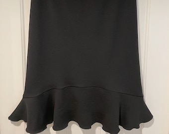 Classy black knit flounce Skirt - Classic Style - Stretch Knit - Custom Made