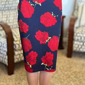 Rose Pencil Skirt Etsy