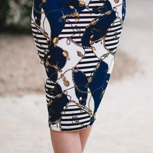 Navy pencil skirt queen size top
