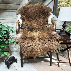 Brown with White Icelandic Sheepskin – Large Natural Hide Rug
