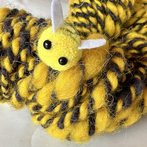 Bee My Honey Charcoal & Bumble Bee Yellow Novelty Yarn with Fluffy Bees - 2 Ply Craft Yarn for Knit, Crochet, Fiber Art. Made in the USA.