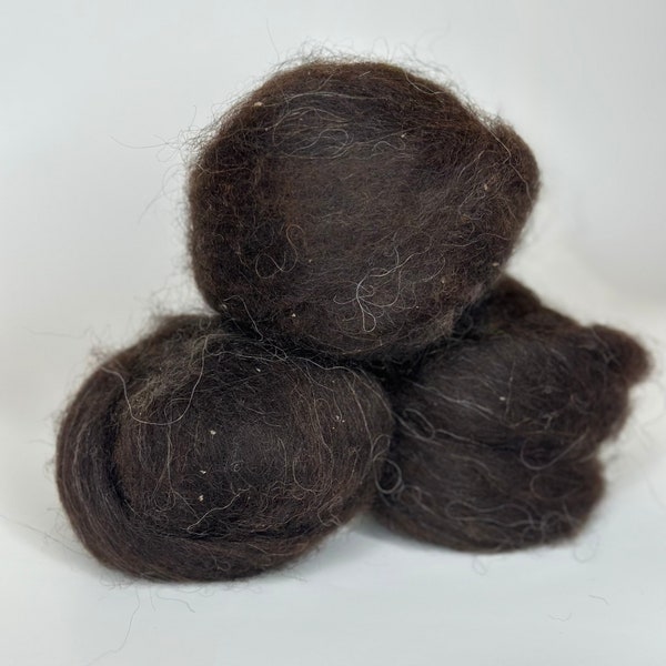 Icelandic Wool Roving Ball - Natural Dark Brown