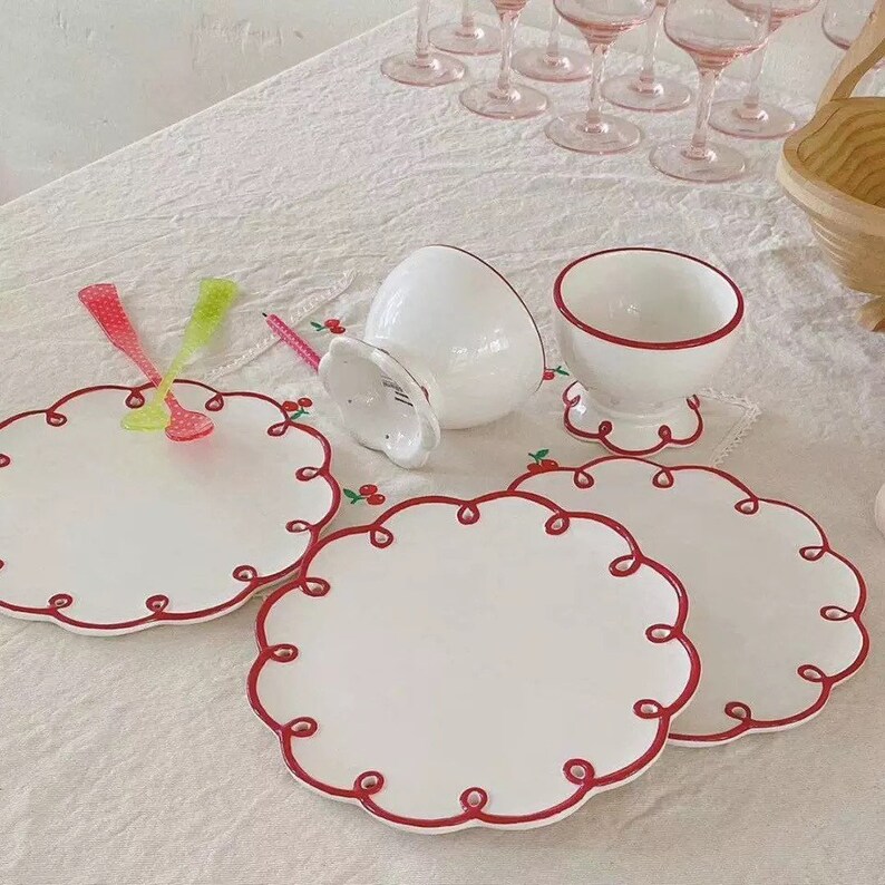 Cute Dinnerware Summer Plates Bowls Ceramic Funky Feminine Etsy