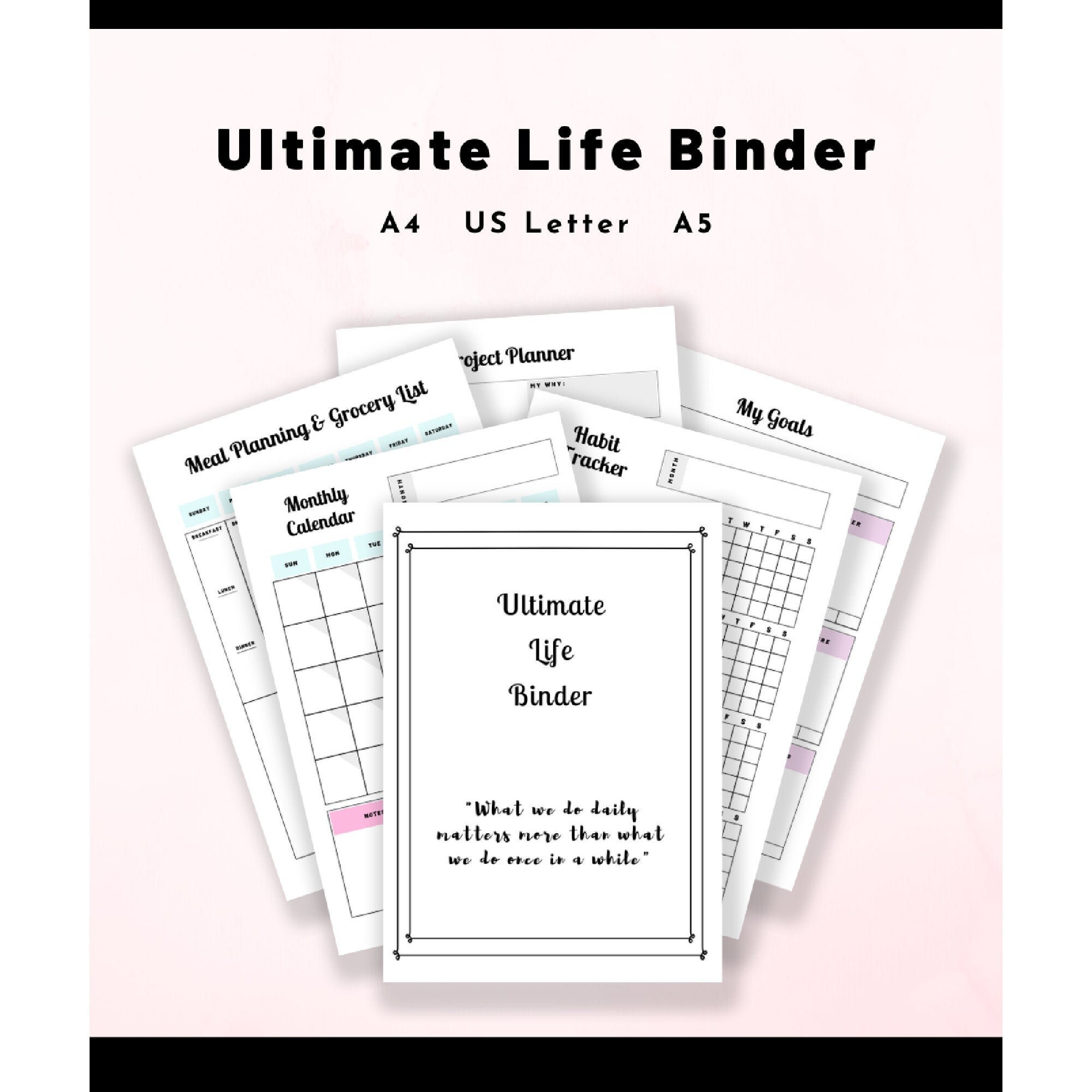 Ultimate Life Binder, Ultimate Life Planner, Printable Planner Pages