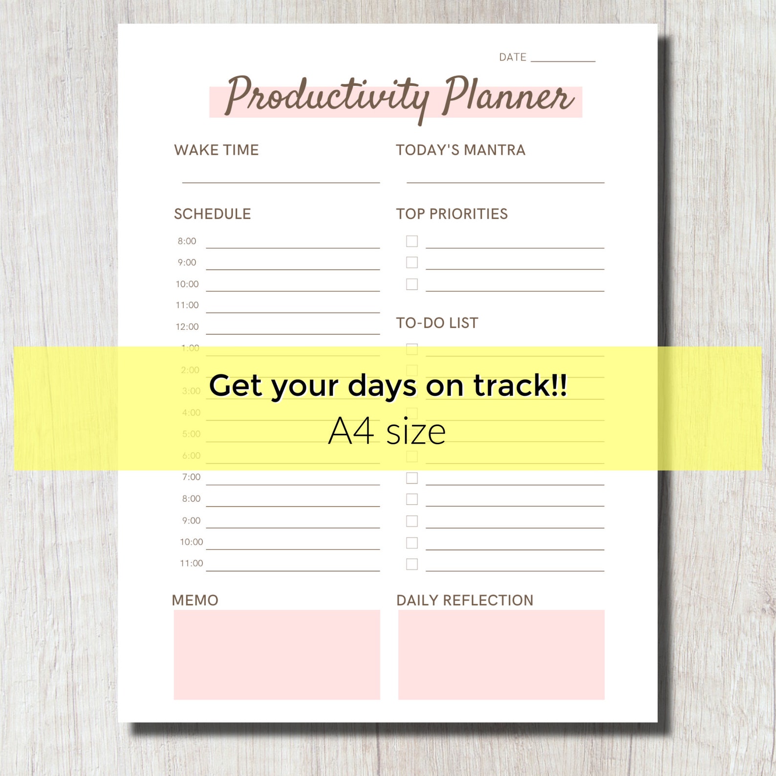 Productivity Planner, to Do List Printable, Digital Planner, Printable ...