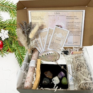 Boîte-cadeau de cristaux de Balance pour Noël/cadeau d'anniversaire personnalisé/Cadeau de pierres de naissance Balance/Kit zodiaque Balance/Cristaux de guérison Balance/Pierres précieuses