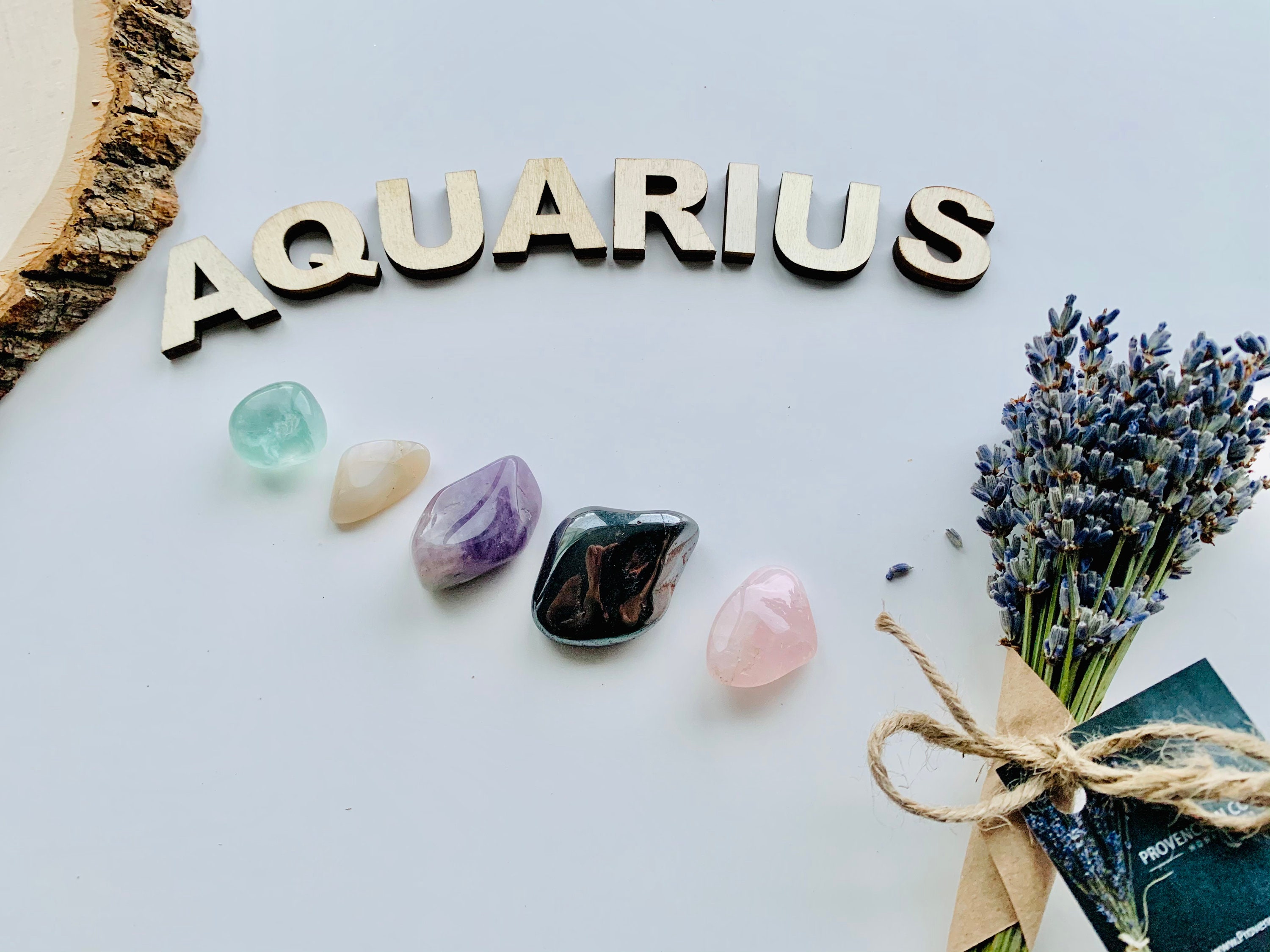 Aquarius healing crystals in a pouch/Aquarius zodiac Etsy