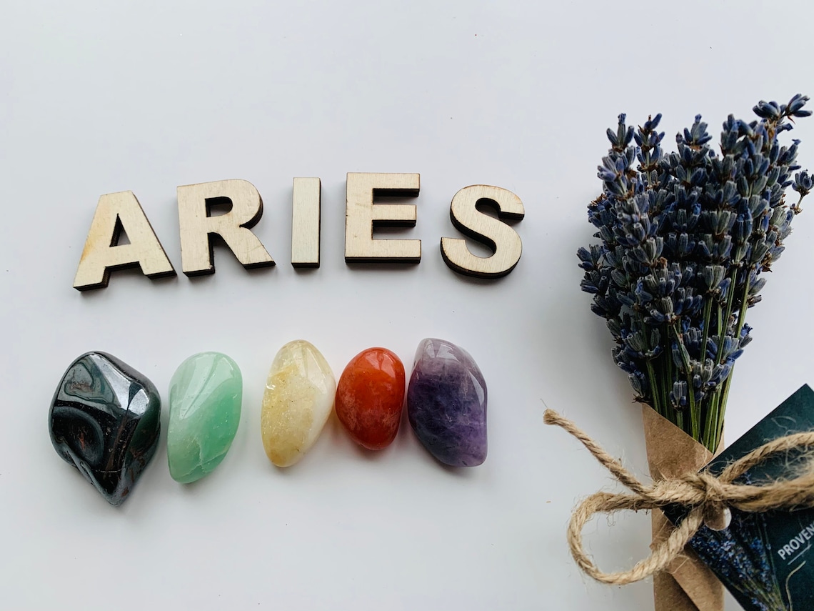 Aries healing crystals in a pouch/Aries zodiac Etsy