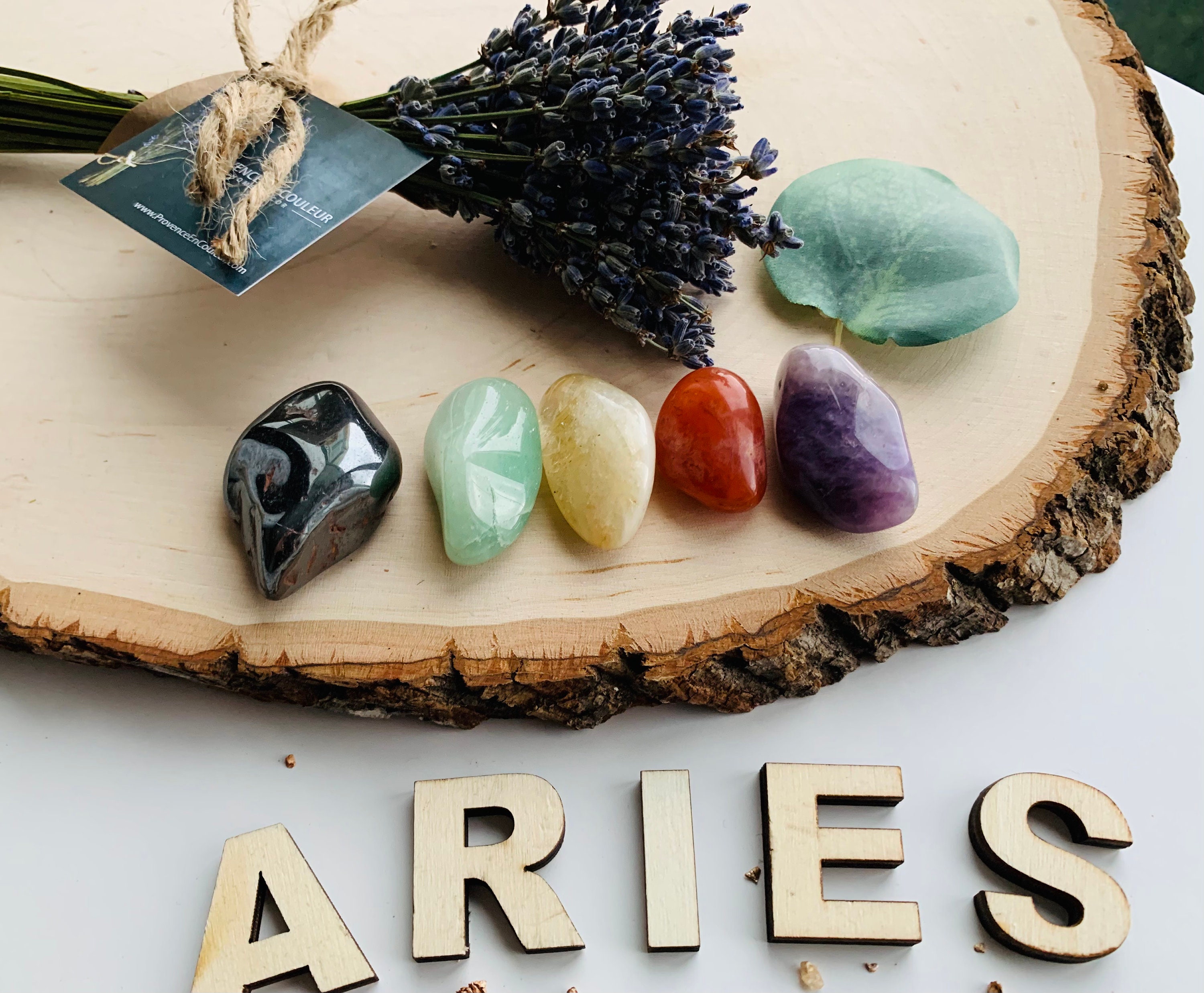 Aries healing crystals in a pouch/Aries zodiac Etsy