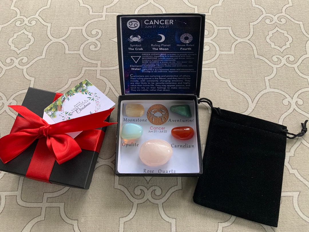 Cancer Zodiac Crystals Gift Set: Healing Gemstones Birthday Box - Etsy
