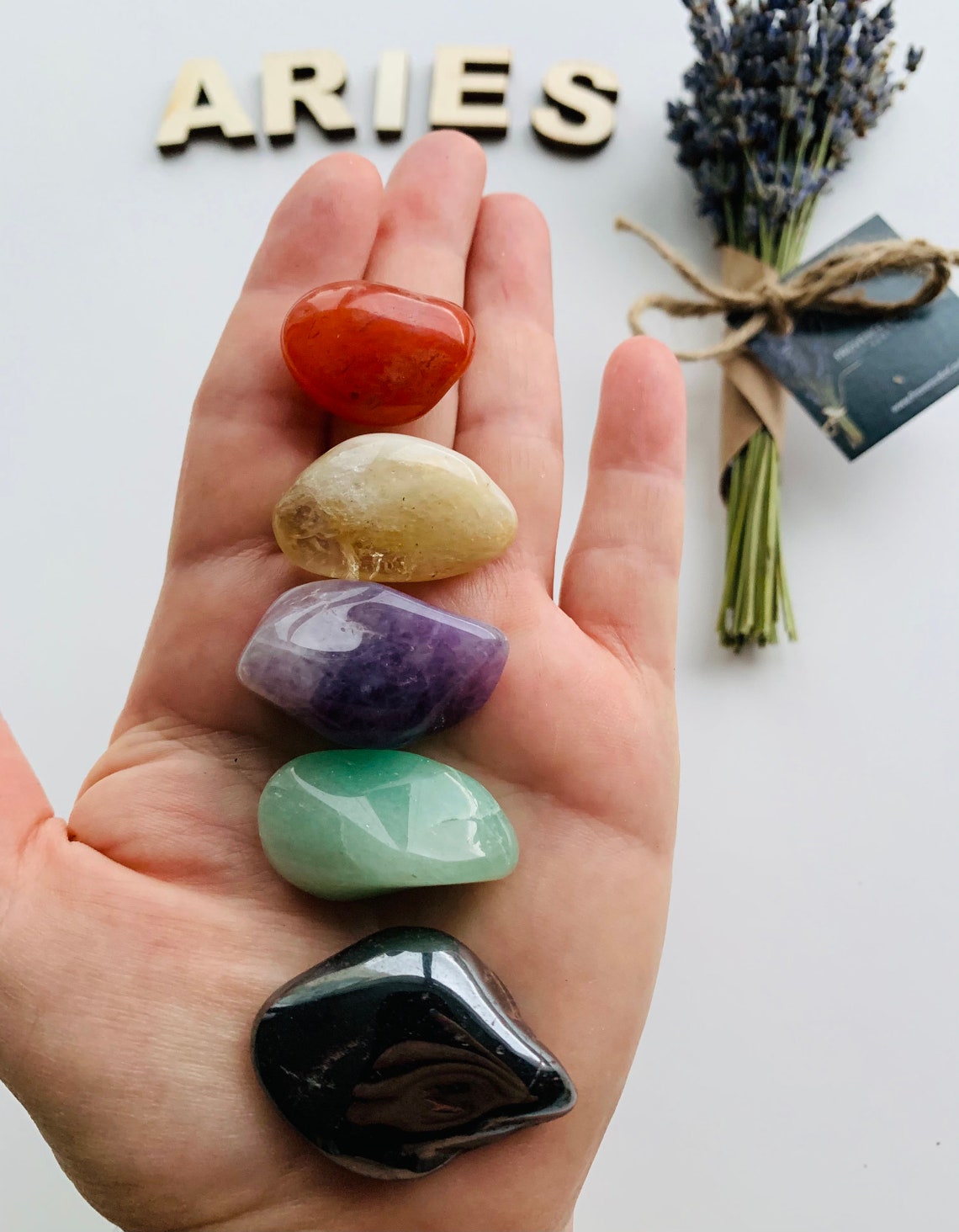 Aries healing crystals in a pouch/Aries zodiac Etsy