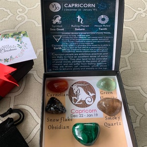 Capricorn Crystals Healing Stones/Capricorn Zodiac Crystals/Customizable Gift/Natural Gemstones/Birthstones Zodiac Kit/Personalized gift box