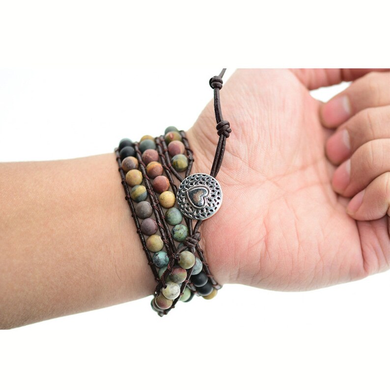 Layered Chakra Beaded Leather Wrap Multi Stunning Boho Bracelet Friendship Bracelet
