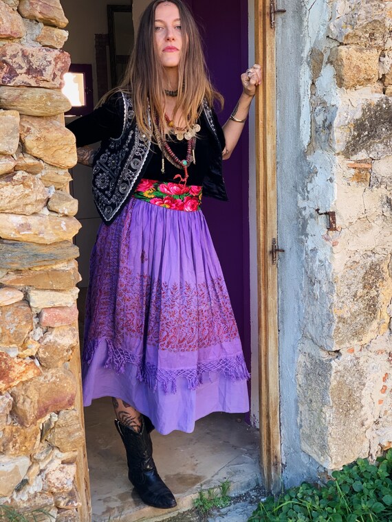 Vintage skirt 70s gypsy folk boho François Viannay