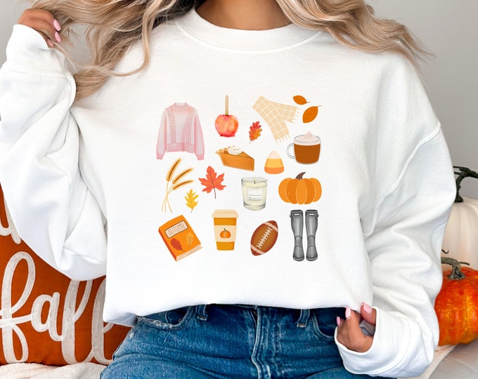 Fall Favorite Things Sweatshirt, Autumn Sweatshirt, Preppy Fall Sweatshirt