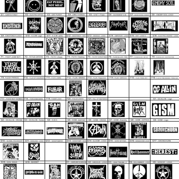 E - K - Punk Patches - Grindcore, Thrash, Crust, Anarcho, Metal, Vegan, D beat, Street Punk, Screen Print