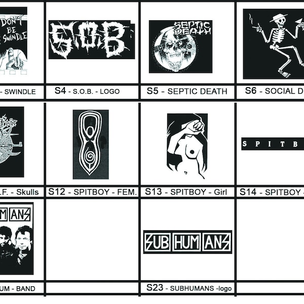 S - Punk Patches - Grindcore, Thrash, Crust, Anarcho, Metal, Vegan, D beat, Street Punk, Screen Print