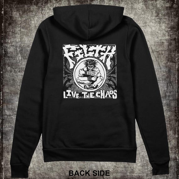 FILTH - 'live the Chaos' Zip up Hoodie Sweatshirt - Punk, Crust