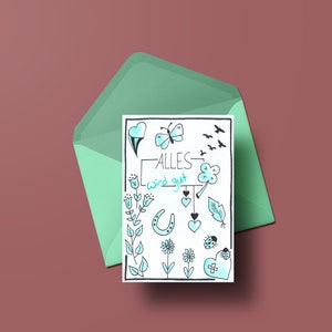 Sketchnote folding card Everything will be fine