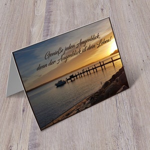 Fotokaart vouwkaart spreukkaart "Geniet van elk moment, want het moment is je leven!"