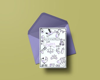 Tarjeta plegable Sketchnote bebé