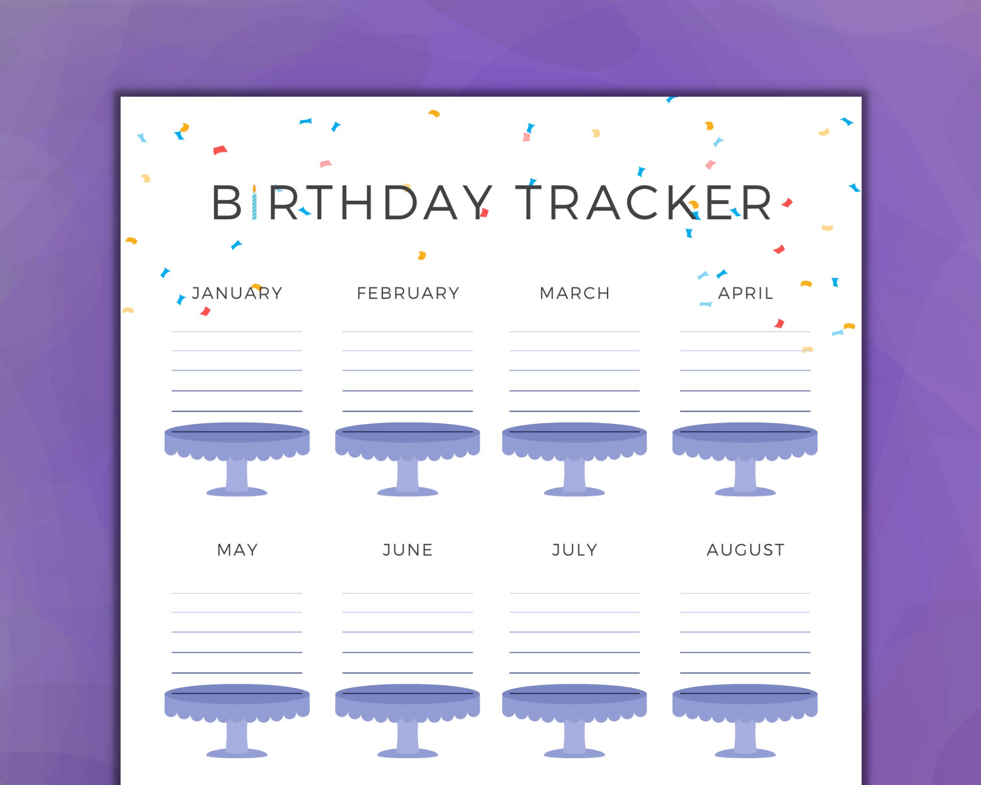 Printable Birthday Calendar Reminder