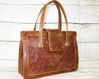 Pure Leather Bag Floral Design Handbag Multipurpose Shoulder Bag Collage Carry Bag For Women and Girl Office Party Wedding Gift