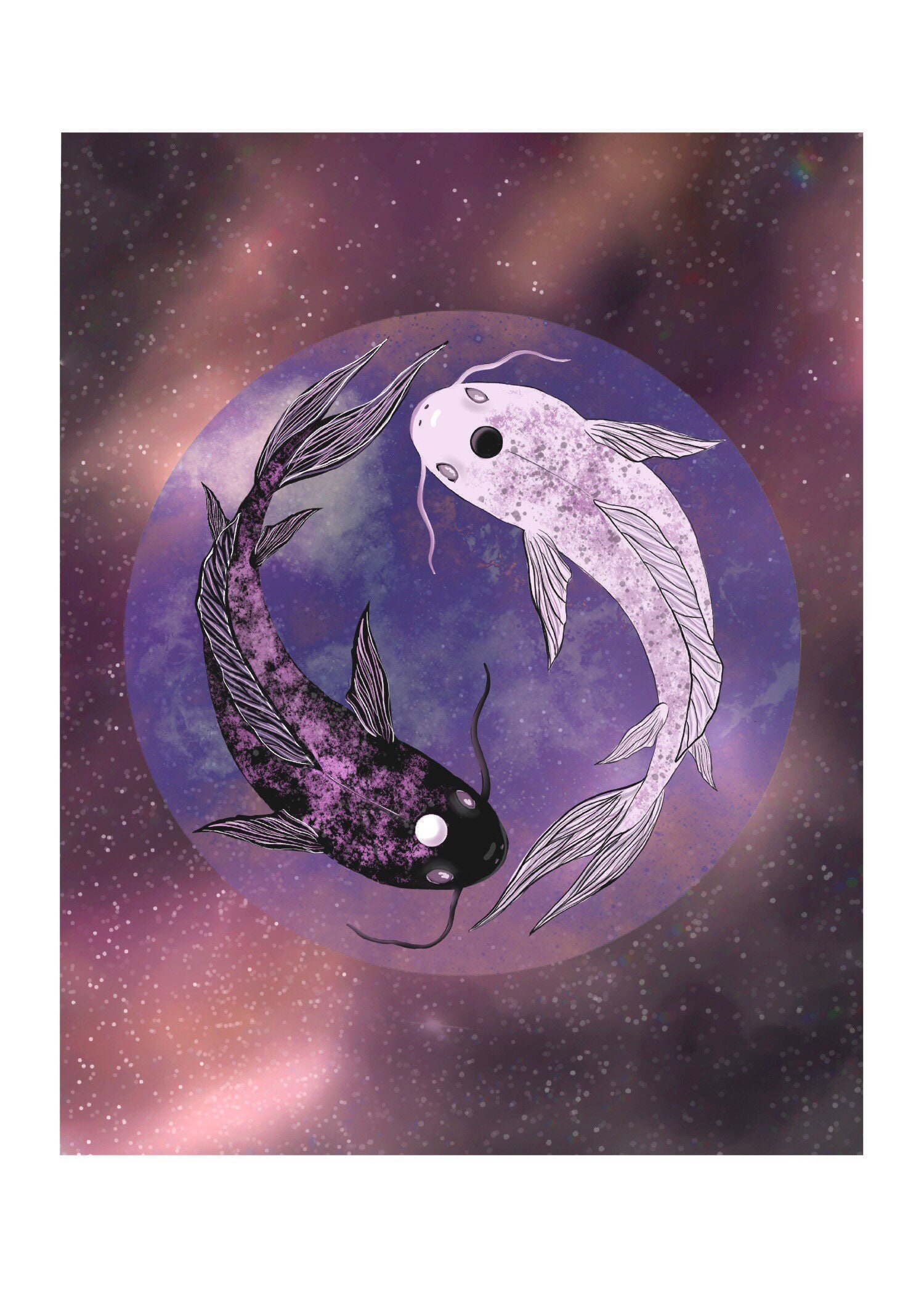 Pisces koi fish yin yang space print avatar air bender