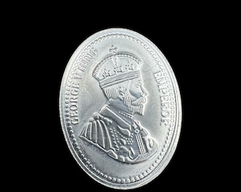 Pure Silver George V King Emperor Embossed Oval Coin – Collectible Antique Design