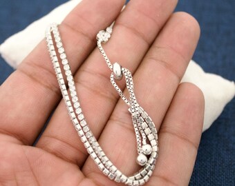 Sterling Silver Tennis Bracelet: Adjustable Sparkling Jewelry Gift