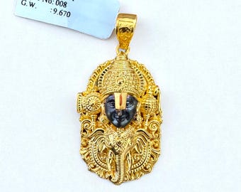 22k Gold Lord Venkateswara Pendant: South Indian Temple Jewelry