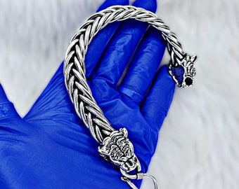 925 Sterling Silver Lion Head Bracelet – Handcrafted Heavyweight Design for Men, Unique Gift, Stylish Jewelry