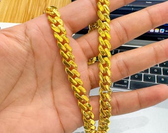 22k Hollow Gold Cuban Chain: Lightweight Hip Hop Statement Necklace