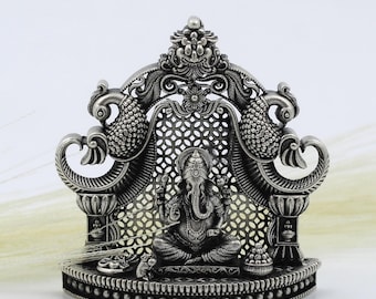 Antique Silver Ganesha Idol: Handcrafted Lord Ganesh Figurine