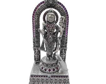 925 Silver Tirupati Balaji Idol | Handmade Lord Venkateswara Murti with Ruby