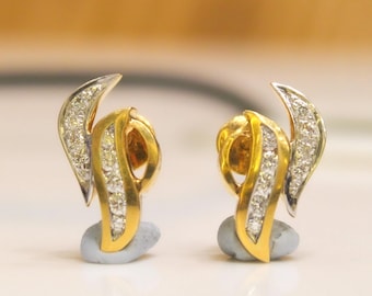 Diamond Accent Earrings: Gold, Minimalist Design - Everyday Wear