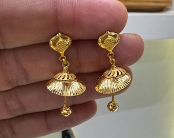 Handcrafted 22K Gold Jhumka Earrings | Traditional Indian Dangle Earrings & Elegant Dome Shapes for Women