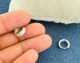 925 Sterling Silver Huggie Hoop Earrings | Small Minimalist 1cm Hoops | Dainty Lightweight Unisex Everyday Jewelry