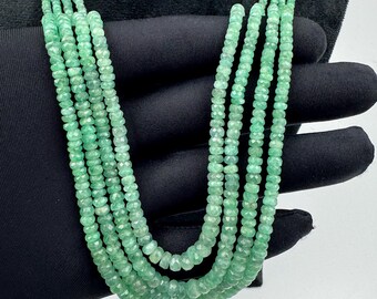 Handmade Natural Zambian Emerald Beaded Necklace • 4 Line Faceted Strand • Genuine Green Gemstone Jewelry Gift for Her