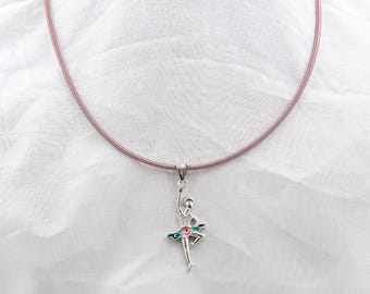 Sterling Silver Ballerina Necklace - Ballet Dancer Charm on Coil Chain