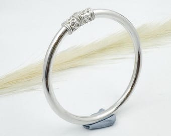 Handmade Pure Silver Kada Bracelet • Solid Indian Bangle