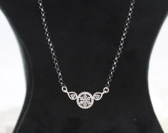 Mangalsutra Necklace: Minimal Indian Silver Jewelry (Black Beads, CZ Pendant)